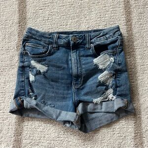 American Eagle High waisted curvy ripped ne(x)t level stretch denim shorts